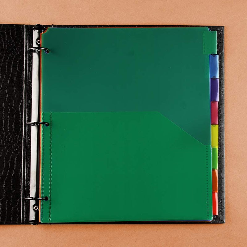 JAM PAPER Plastic Index 8-Tab Dividers w/Double Pockets - 9 3/4 x 11 1/2 - Assorted Multi-Color - 8 Tabbed Dividers/Pack - Image 5